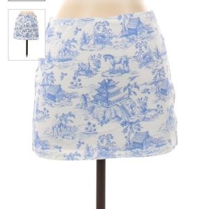 Edikted white blue drawing skirt in M